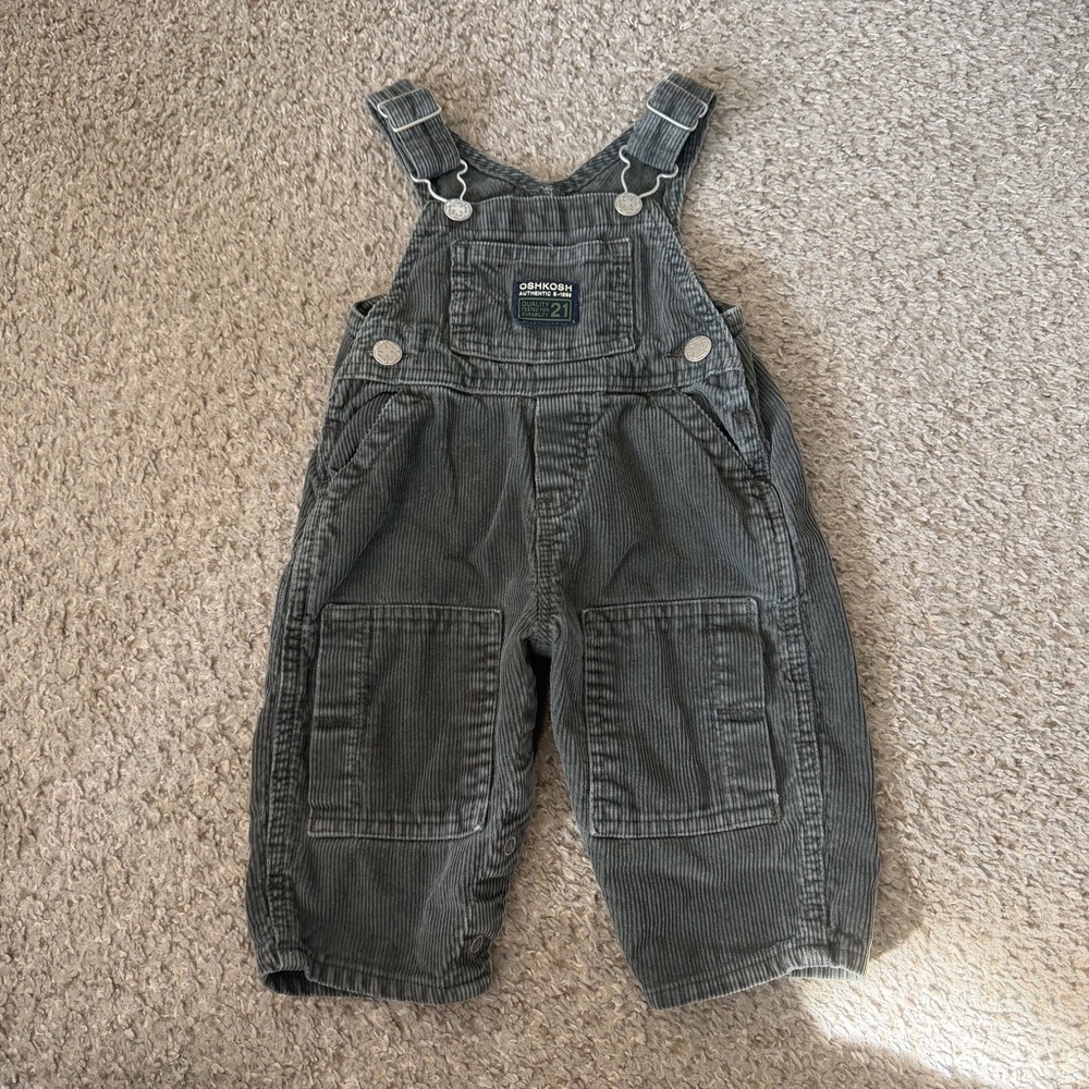 OshKosh Baby 12M Grey Corduroy Overalls Vintage B Gosh Vintage